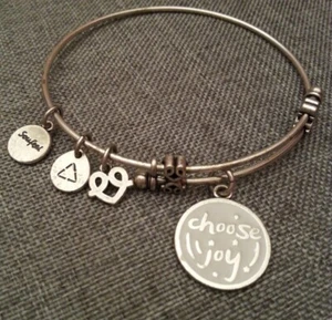 SOUFEEL New York Charm Bangle Bracelet CHOOSE JOY Silver Tone - Picture 1 of 2