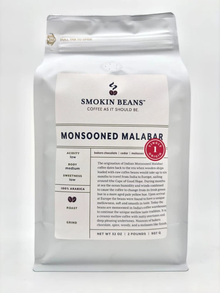 SMOKIN BEANS COFFEE 1-10lb Monsooned Malabar * Specialty Coffee * Order Today, Roasted Today