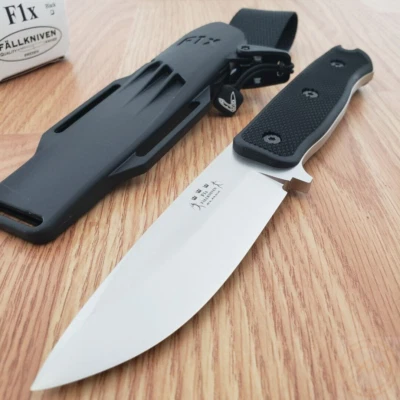 Cuchillo fijo de supervivencia Fallkniven F1 4" hoja de acero Elmax mango negro Thermorun Foto 1 de 4
