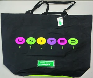 BOLSO ESCOLAR VINTAGE AÑOS 90 COLORES UNIDOS DE BENETTON COLORES UNIDOS NEGRO VERDE - Imagen 1 de 5
