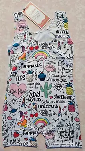 Rainbow Leotards with Shorts for Girls and Rainbow Unicorn Biketard for Kids 4T - Picture 1 of 3