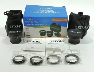Zeikos 2x Telephoto & 0.45x Wide Angle Lens Kit to fit 37mm Lenses w/Adapters - Image 1 of 4
