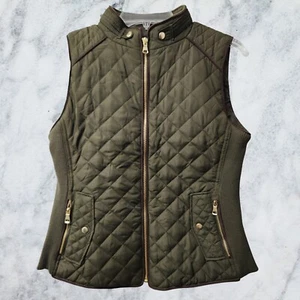 Love Tree Womens Olive Green Full Zip Quilted Puffer Vest Jacket Size Small - Picture 1 of 6