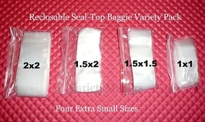 400 Reclosable Bag Variety Pack 1x1 1.5x1.5 1.5x2 2x2 Tiny Seal-Top Baggies - Picture 1 of 9