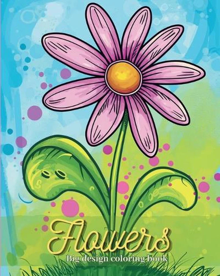 Flower - Big design coloring book: Calming easy to-color simple flower patterns, - Image 1 of 1