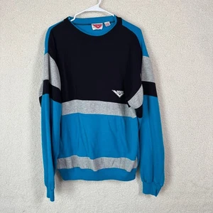Pony Color Block Pullover Sweatshirt Vintage 80er 90er Retro L - Bild 1 von 8