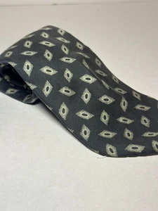 Vintage Envoy Men’s Necktie Black Tan Geometric Diamond Pattern Classic Tie - Picture 1 of 5