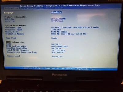 Panasonic Toughbook CF53 / i5- 4310U / 8GB RAM / NO HDD - Image 1 of 4
