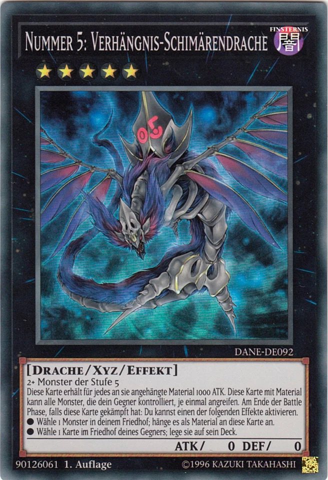 YU-GI-OH, NUMMER 5: VERHÄNGNIS-SCHIMÄRENDRACHE, SR, DANE-DE092, 1. Auflage, TOP - Bild 1 von 1