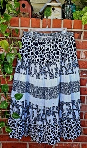 Kim Rogers Tiered Maxi Skirt Women's XL Pull on Elastic Waist Flowy Lined Animal - Picture 1 of 3