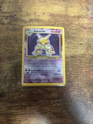 Alakazam Holo MP 001/102 Unlimited Edition Shadowless Base Set Moderate Play - Image 1 of 4