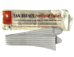 Vintage Van Heusen coloured collar size 15 GREY red and black stripes UNUSED - Picture 1 of 3