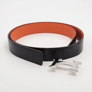 Hermès H Belt □O2011 Belt 95 Box Calf × Togo Black × Brown - Picture 1 of 6