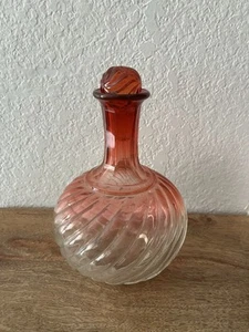 Antique Baccarat RUBINA Swirl 7" Carafe / Decanter Vintage Cranberry To Clear - Picture 1 of 7