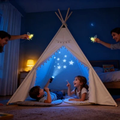Large Kids Teepee Lace Wood Indian Tent Child Indoor and Outdoor Play House Tent - Image 1 of 4