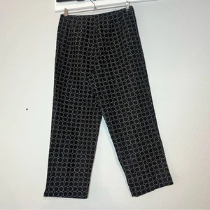 Ecologie Cropped Hose irisches Leinen schwarz Kreismuster Größe 10 hoher Bund Damen - Bild 1 von 7
