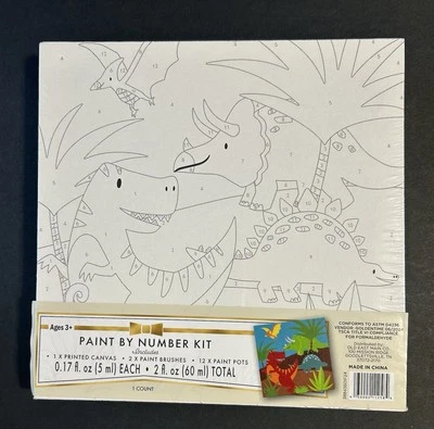 Novo kit de pintura por número lona impressa 12 tintas 2 pincéis dinossauro dinossauro presente - Imagem 1 de 4