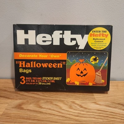 1991 Hefty Halloween Bags - New & Sealed - 3 Bags - 39 Gallons - Trash/Yard - Image 1 of 4