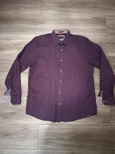 Johnston & Murphy Men's Long Sleeve Button-Up Burgundy w/ Patterned Cuffs, Large - Picture 1 of 8