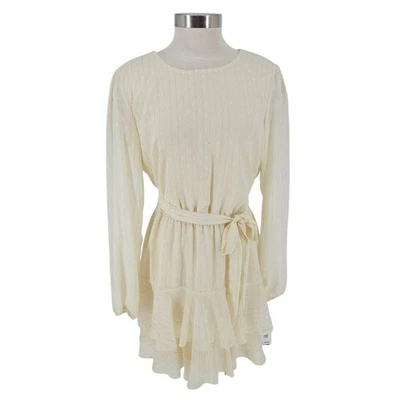 Vestido City Studio Fit Acampanado en Niveles Marfil Manga Larga Corbata Cinturón Nuevo con Etiquetas Juniors XL Foto 1 de 4