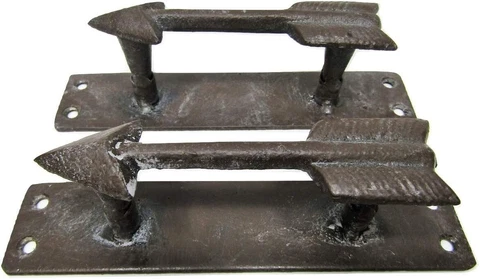 Set of 2 New Heavy Duty Cast Iron Rustic Arrow Gate Shed Barn Pull Door Handles Cover