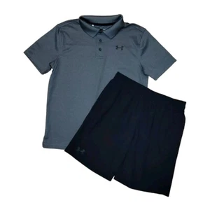 Under Armour Youth Large (14-16) Gray Polo & Black Shorts Set - Picture 1 of 12