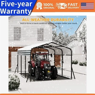 Metal Carport W/Galvanized Steel Roof for Tractors Pickup Boat Car Heavy Duty - Image 1 of 4