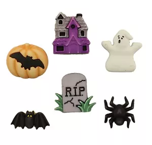 Happy Haunting HH104 - Bottoni a gazzeffe - Fantasmi Halloween - Rottami da cucire artigianali - Foto 1 di 2
