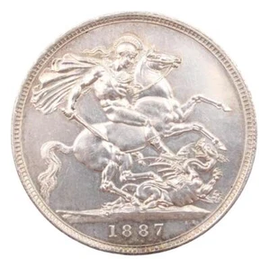 1887 Great Britain silver Crown Choice AU/UNC - Picture 1 of 2