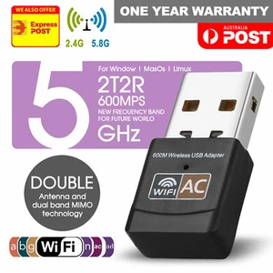 Dual Band 600Mbps USB WiFi Wireless Dongle AC600 Lan Network Adapter 2.4GHz 5GHz - Picture 1 of 9