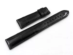 Cinturino Vera Pelle Alligatore Nero 21/16mm Realizzato a Mano Ricambi Elegante - Imagen 1 de 5