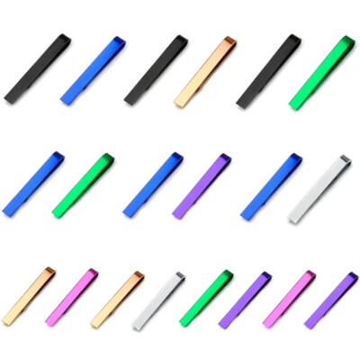 2 Packs Men Stainless Steel Candy Color Tie Clip Bar Necktie Wedding Jewelry - Image 1 of 4