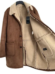Ralph Lauren Mens Lefferts Classic Fit Faux Shearling Overcoat 36S In Dark Camel - Picture 1 of 4