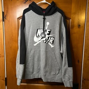 Vintage Nike Air Jordan Jumpman Hoodie Herren 3XL grau schwarz Kordelzug Kapuze - Bild 1 von 16