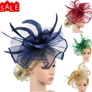 Frauen Fascinator Stirnband Netz Kopfbedeckung Blume Hochzeit Tee Party Hut Haarspange - Bild 1 von 20