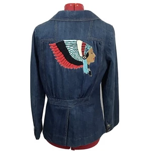VTG Indian Head Denim Jacket with Coin Buttons Women's MEDIUM from The New Line - Picture 1 of 12