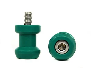 Green 8mm Rear Swingarm Motorcycle Spool Sliders Swing Arm Stand M8 Pair Bobbins - Picture 1 of 8