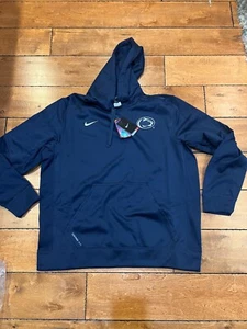 NIKE PSU PENN STATE NITTANY LION FOOTBALL HOODIE THERMA SWEATSHIRT BLUE 2XL NWT - Picture 1 of 8