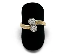 585/- 14kt Gold Ring, Diamanten, ca. 0,40 ct, Gr. 61, guter Zustand. - Bild 1 von 3