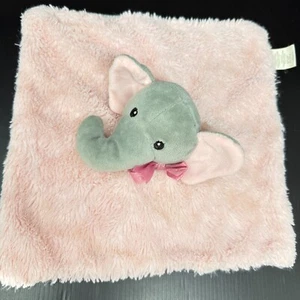 Lila & Jack Pink Gray Girl Elephant Baby Lovey Security Blanket Bow Faux Fur - Picture 1 of 6