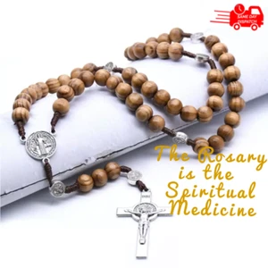 Handmade Wooden Rosary Beads Catholic Cross Christian Antique Traditional Style - Picture 1 of 5