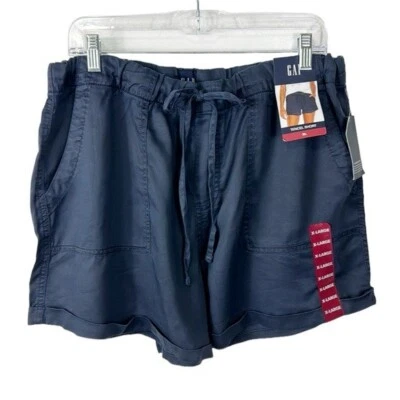GAP Women's XL Tencel Short Blue  Drawstring Cuffed NWT Inseam 4" 7337 - Image 1 of 4