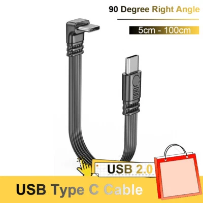 Cavo di ricarica USB tipo C a C 90 gradi angolo retto sincronizzazione dati veloce cavo - Immagine 1 di 4