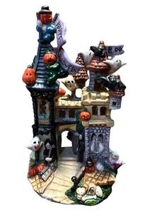QVC Halloween Spooky Haunted Ceramic House Castle Pumpkin Ghost 8” - Picture 1 of 7