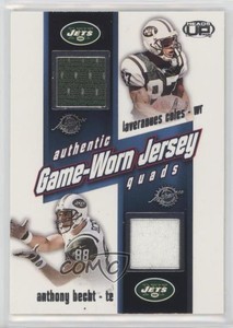 2002 Pacific Heads Up Game Worn Jersey Quads Curtis Martin Chad Pennington HOF