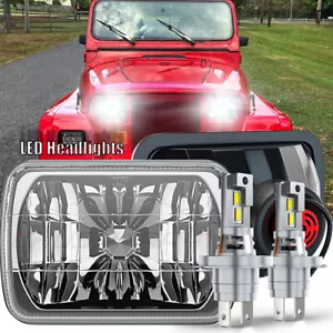 2x 7x6' Crystal Glass Headlight Halogen Light Headlamps For Jeep Wrangler YJ XJ - Picture 1 of 16