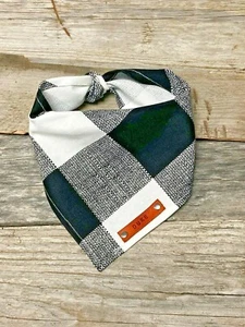 Dog Bandana | Black White Plaid Dog Bandana | Traditional Tie | Personalized - Picture 1 of 11