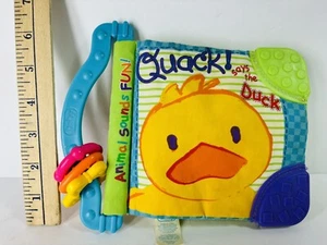 Bright Starts Animal Sounds Fun Baby Cloth Book Teether Read Toy Infant Kid Play - Picture 1 of 7