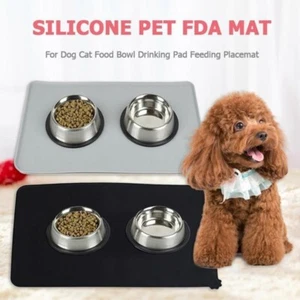 Cat Dog Food Mat For Pet Feeding Bowl Floors Waterproof Non Slip Silicone - Picture 1 of 14