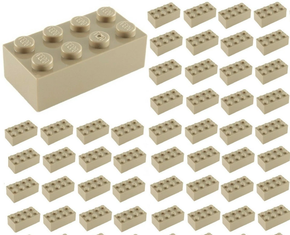 ☀️50x NUEVO LEGO 2x4 ladrillos bronceados oscuros (ID 3001) piezas a granel star wars Harry Potter Foto 1 de 2